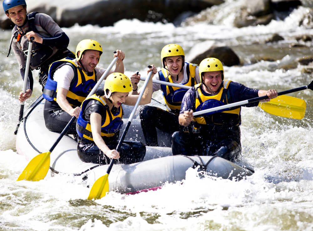 A group of vacationers learning firsthand what it's like to go river rafting in Leavenworth.